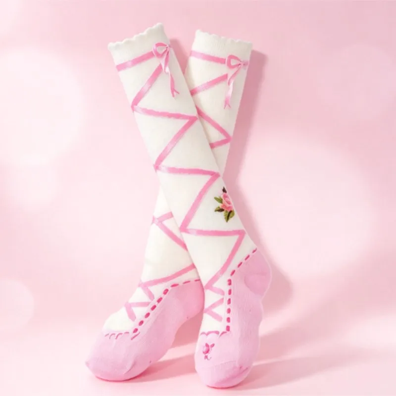 Japanese Sweet Cute Fashion Socks Girl Flower Mid-tube Socks Spring and Autumn Cosplay Private Party Accessories