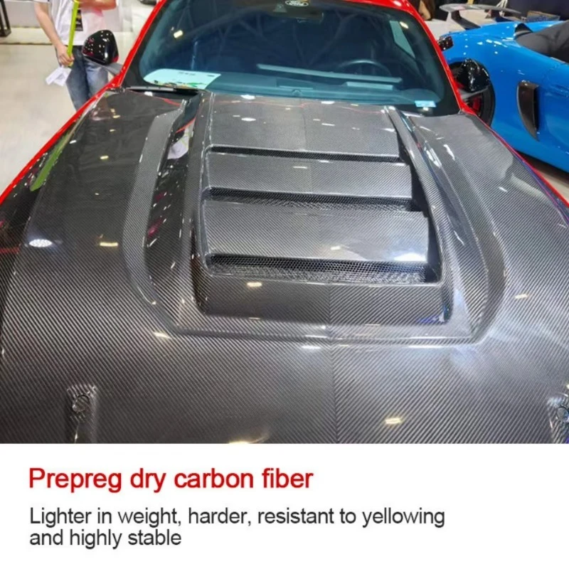 Dry Carbon Fiber Style Vented Hood Bonnet Engine Cover for 2024 +  S650 7th Gen Car Exterior Modification Tuning Parts t001