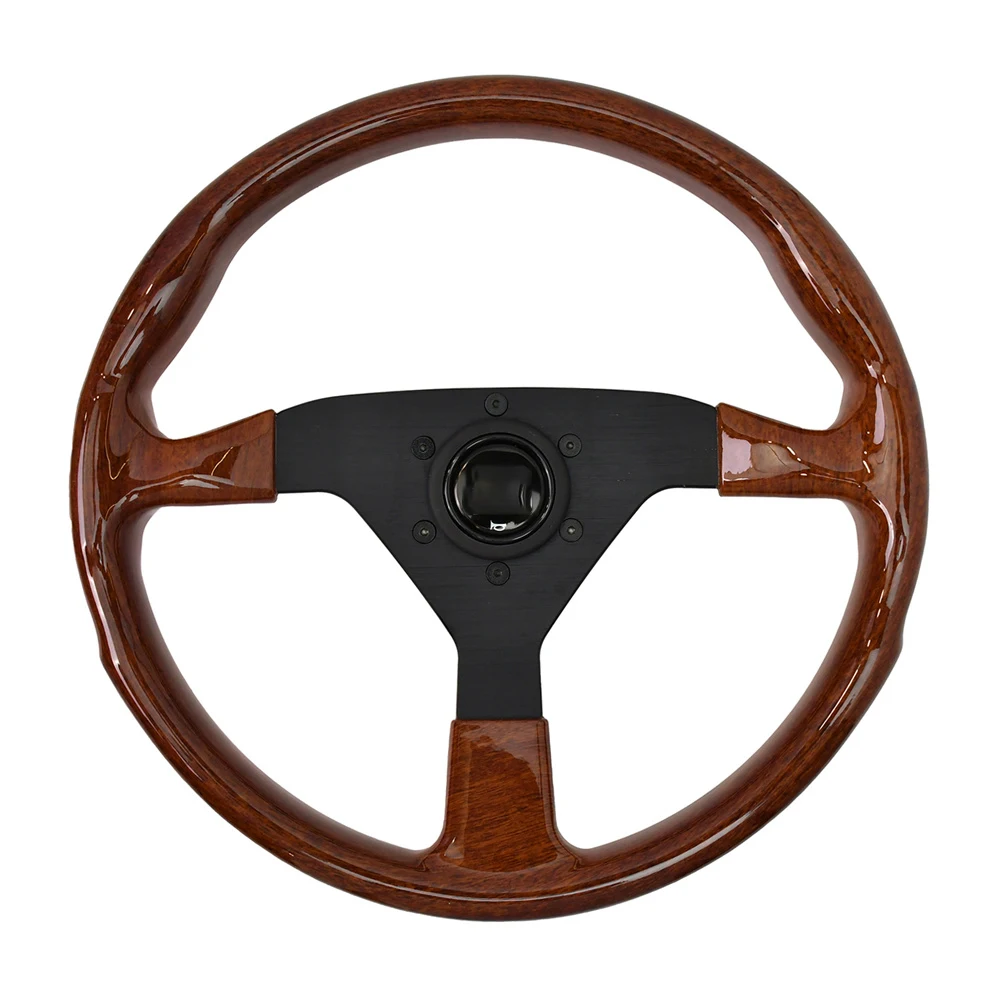 M Brand 350mm Universal Wood Grain ABS Steering Wheel 5mm Falt Bracket Simulation steering wheel