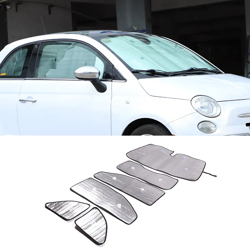 

For Fiat 500 2011-19 Car Sunshade Front Rear Window Curtain Shade Sun Protector Windshield Visor Cover UV Protection Accessories