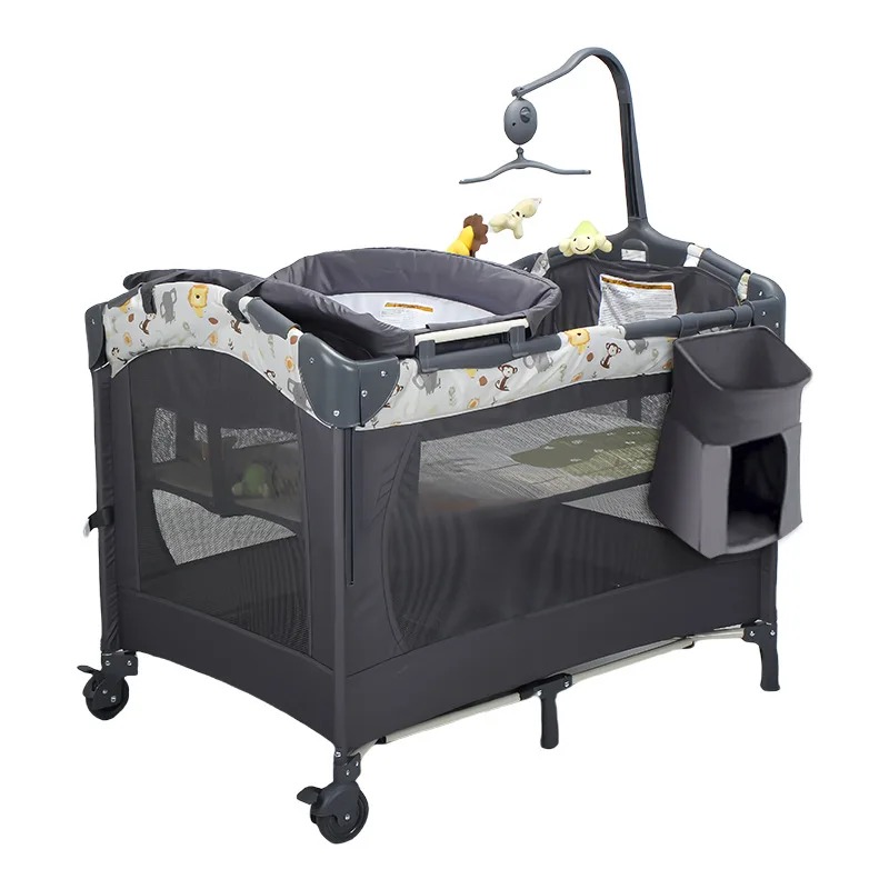 سرير أطفال قابل للتحويل 5 في 1 - نوم مشترك بارتفاع قابل للتعديل مع ناموسية، تصميم محمول قابل للطي #4