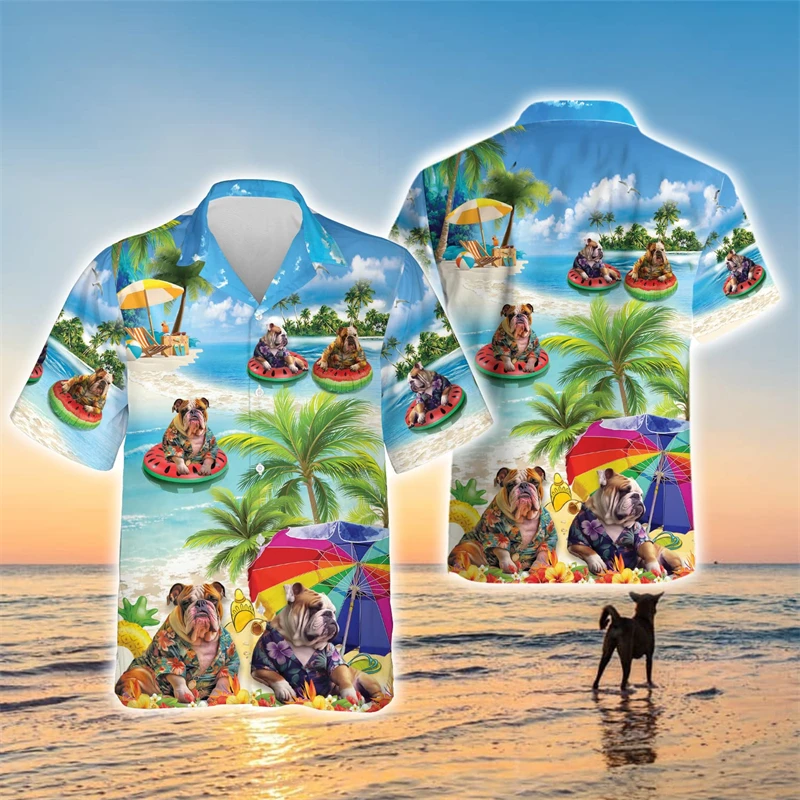 

Fashion Hawaiian Poodle 3D Printed Shirts For Men Clothes Funny Aloha Beach Shirt Pet Dogs Graphic Short Sleeve Dog Lovers Tops