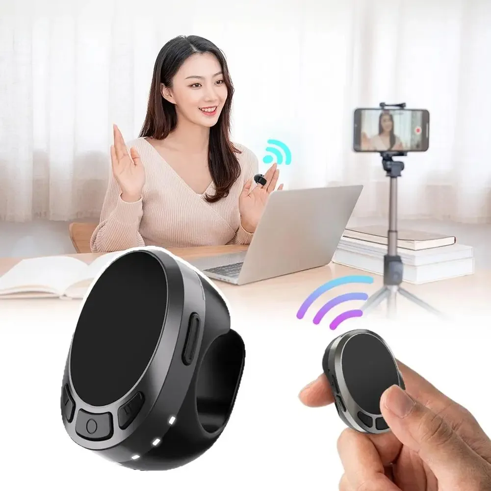 Phone Mouse 4-Button Bluetooth-compatible 5.3 Ring Air Mouse Touchpad Remote for PPT & E-book, Home Office Use