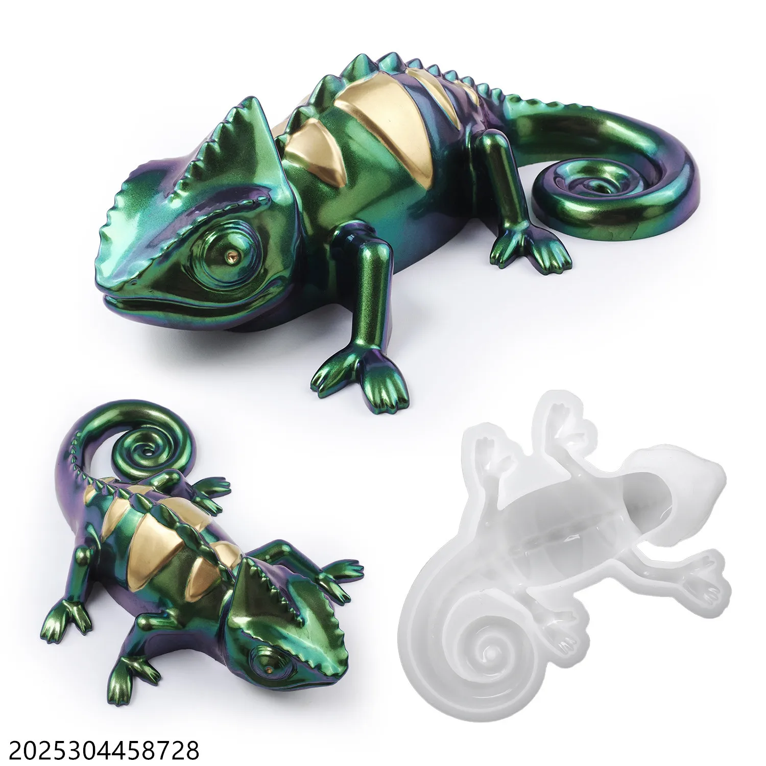 Molde de silicona camaleón lagarto, molde de estatuilla de reptil de resina epoxi DIY, moldes artesanales realistas para decoración artística de resina
