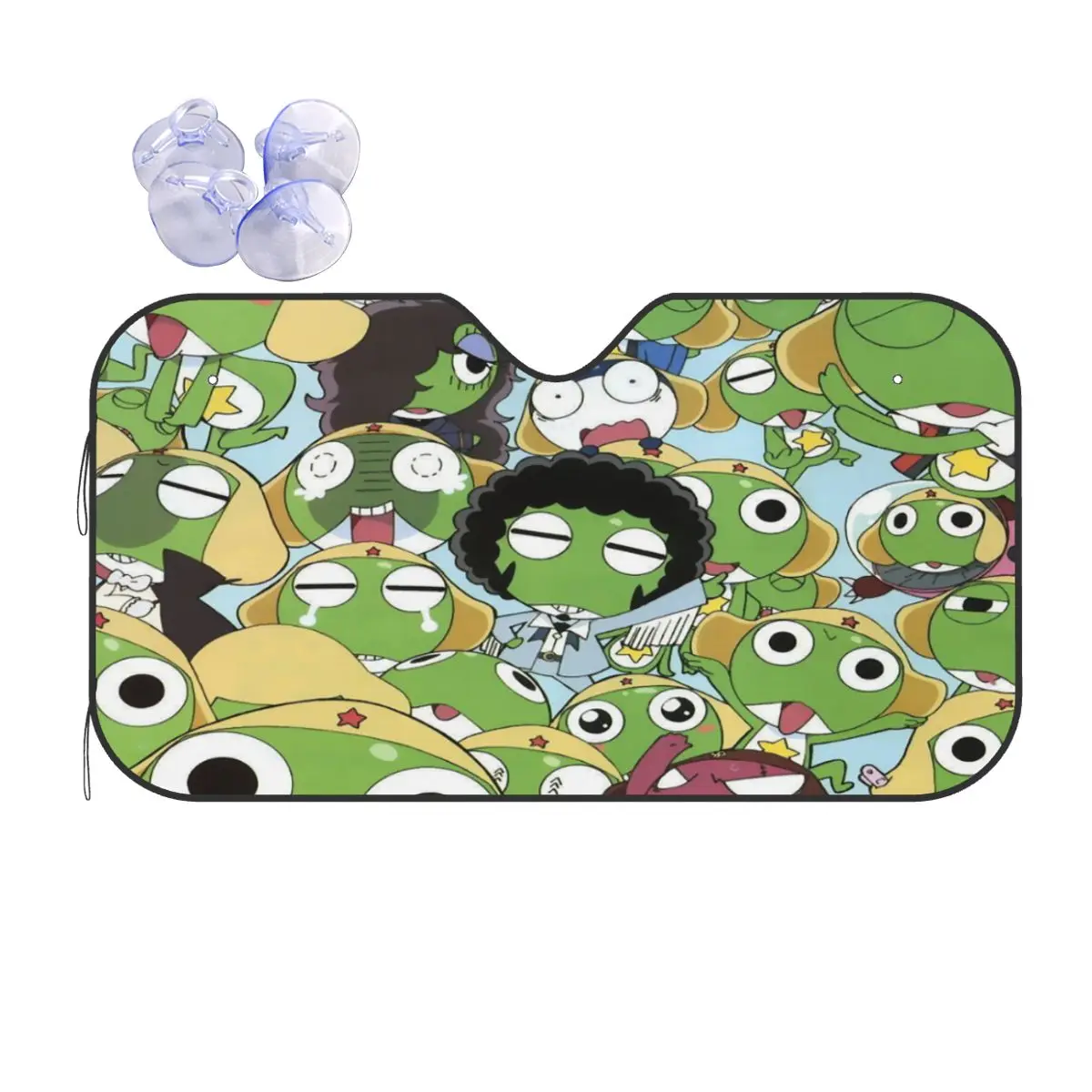 Anime Keroro Green Plaid Creative Sunshade Windscreen 70x130cm Cartoon Collage Aluminium Foil Sun Visor Sun Shade Protect