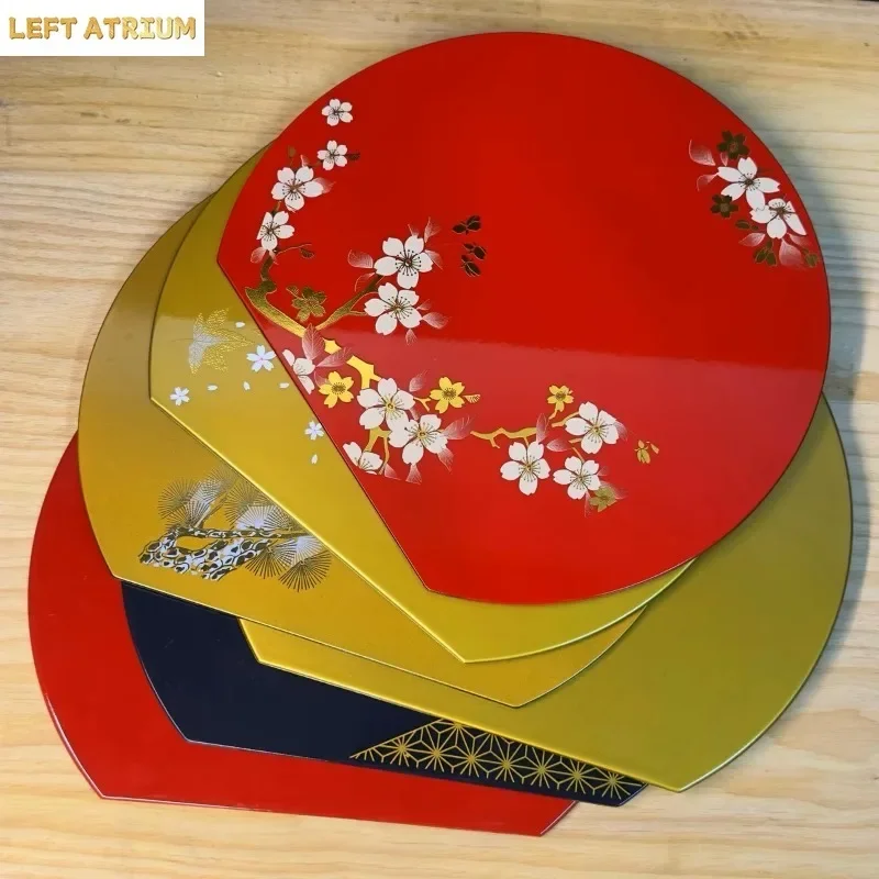 1PC Placemat Japanese Table Mat ABS Semi-round Tray Non-slip Insulation Household Restaurant Waterproof