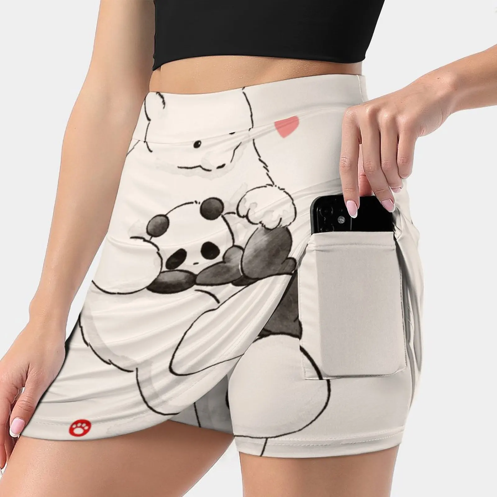 Panda Therapy Trending Fashion Skirt Summer Printed Women Sport Skirts Double-Layer Athletic Valentines Day Panda Therapy Polar