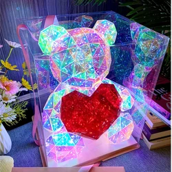 Oso de peluche de 30cm, lámpara colorida y brillante, regalo sorpresa romántico, cosas iridiscentes, decoración para cumpleaños y Día de San Valentín para niñas