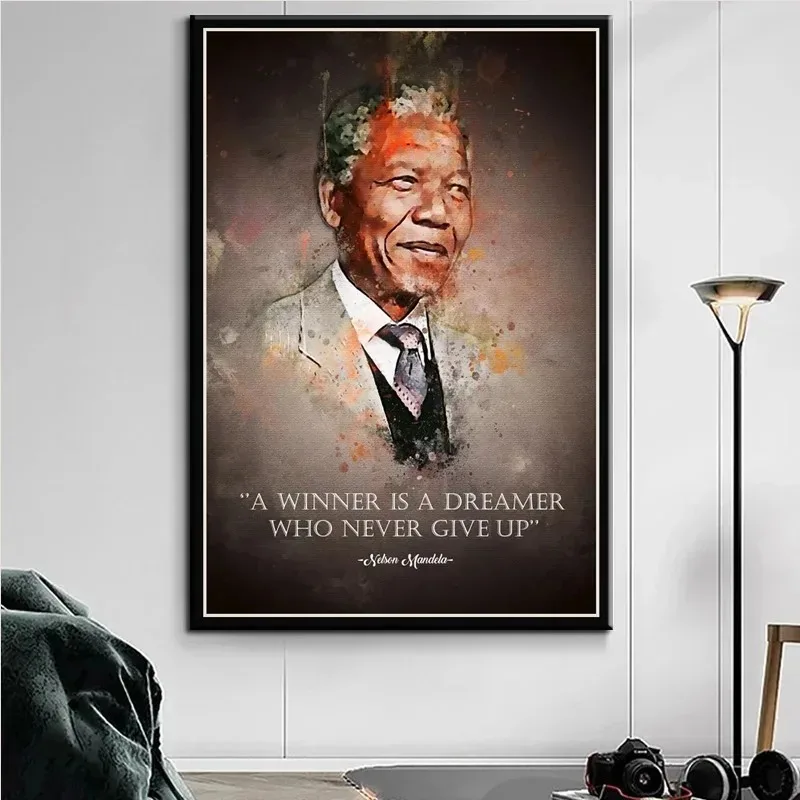 قماش اللوحة نيلسون مانديلا صورة زعيم عظيم المشارك يطبع جدار الفن مكتب دراسة بار غرفة المعيشة ديكور المنزل