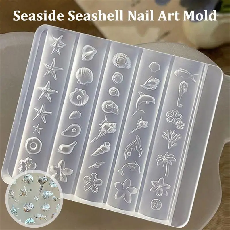 

Summer Sea Shell Theme Silicone Mold For 3D Carving Nail Art Mold Manicure Salon DIY Resin Craft Making Mold Solft Silicone Mold