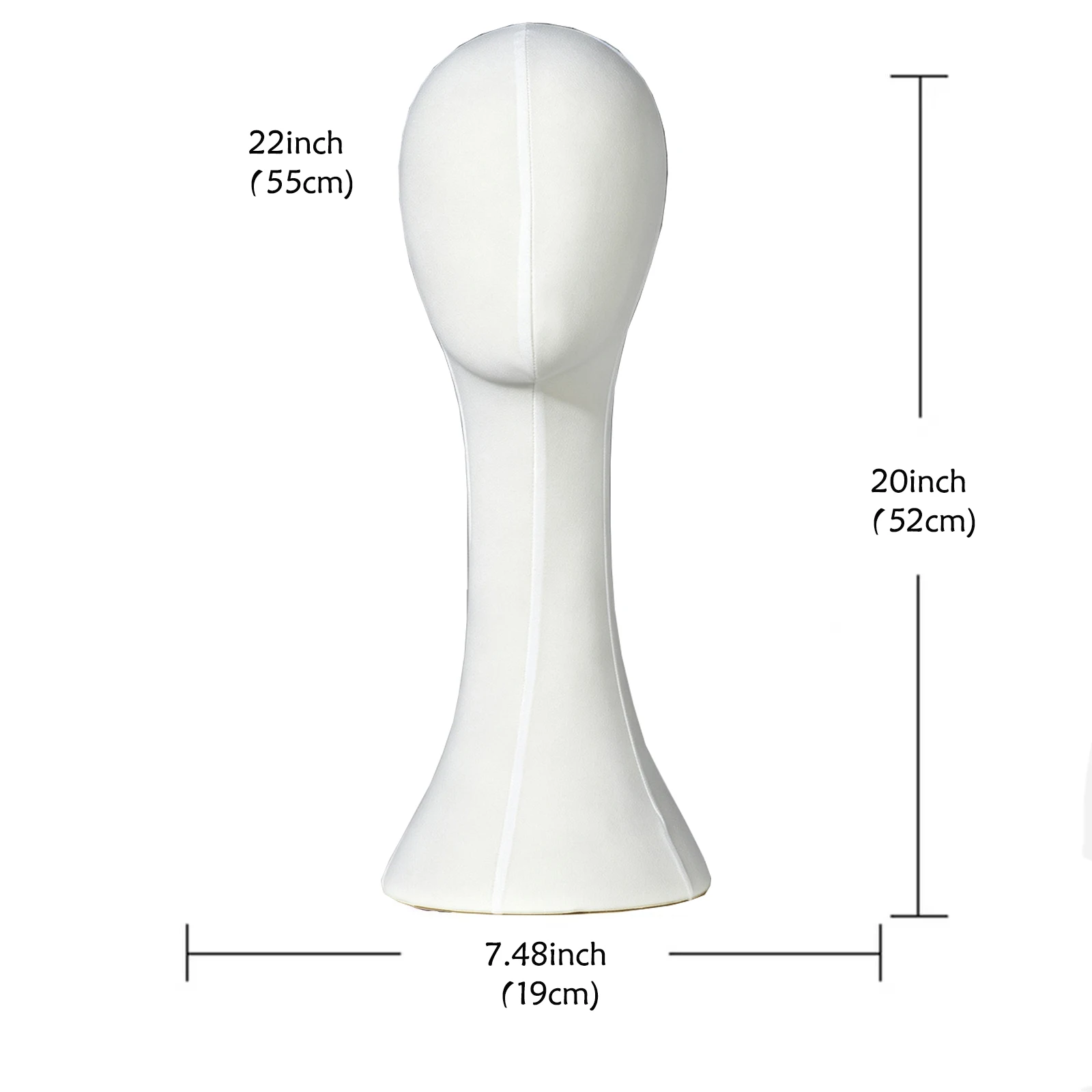 Long Neck Bald Mannequin Head, Soft Fabric Covered Display Manikin, Perfect for Wigs,Hat for Salon Shop Home Display, White