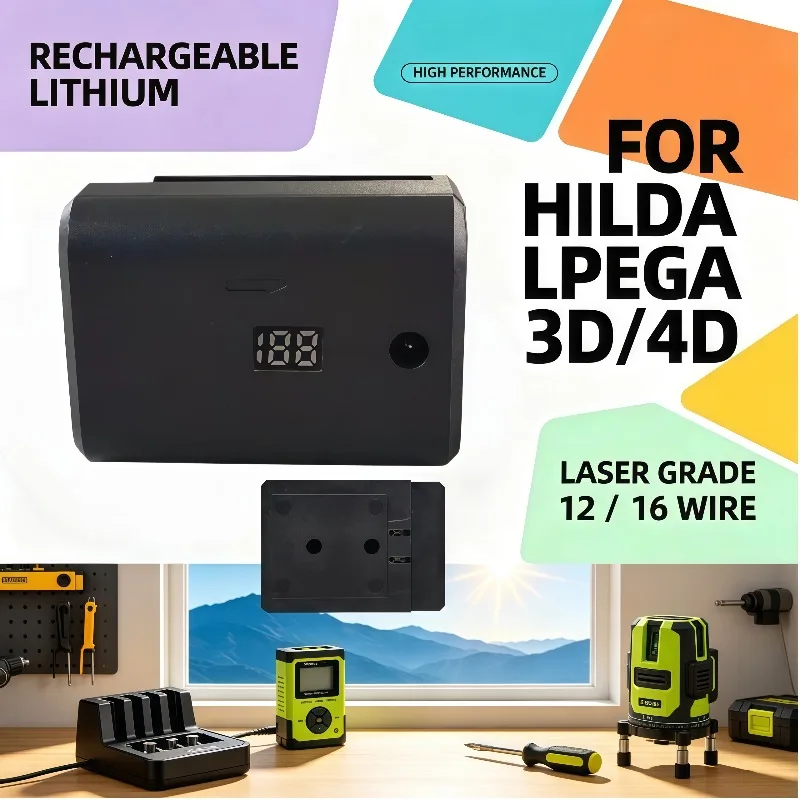 Li‑ion Rechargeable Battery For Hilda lpega 3D‑4D Laser Level 12 Wire 16 Wire Laser Grade Power Supply Part