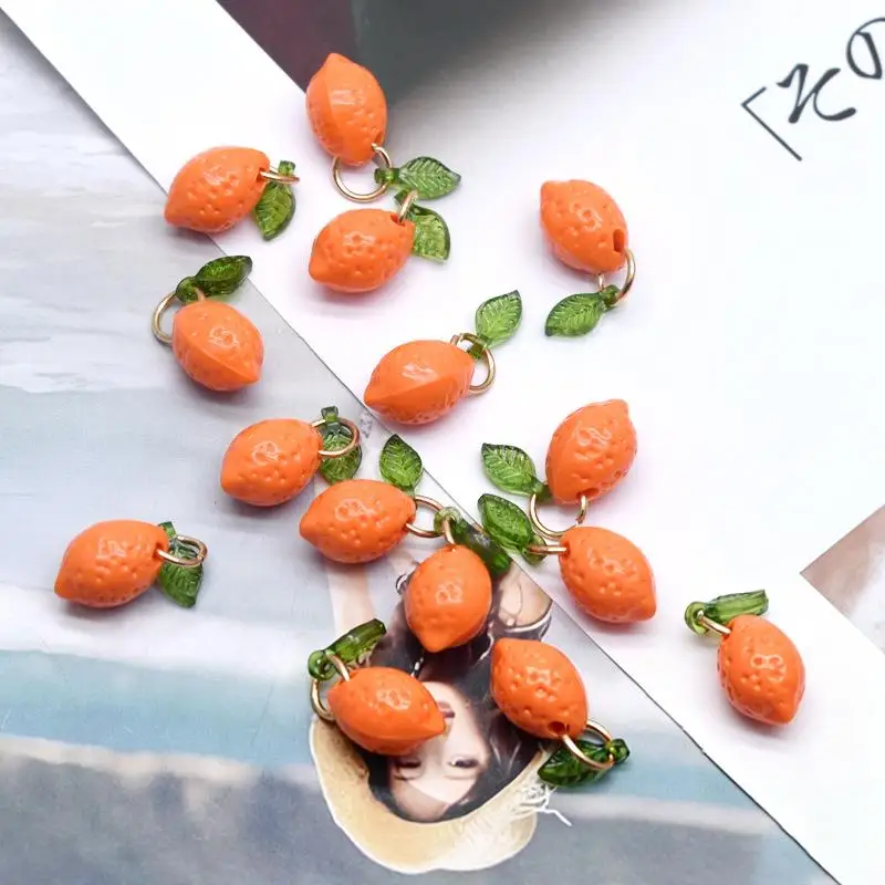 Acrylic Lemon Fruit DIY Charms Small Pendant Ornaments for Handmade Bracelet Necklace Earring Jewelry Craft Accessories