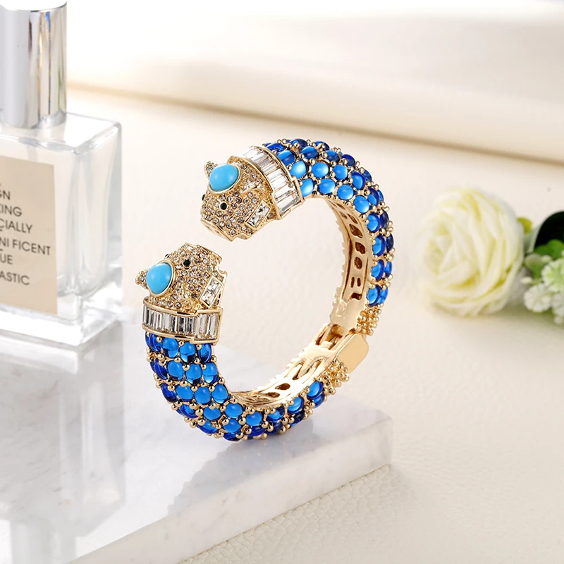 Sally's Paradise Animal Bracelets Gold Plated Bangles Cuff Jewelry Resin Rhinestones Memorial Day Christmas Gift For Women L0577