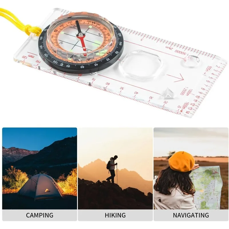 1-10Pcs Compass Navigation Map Ruler Reading Scouting Scale Outdoor Orienteering Gear for Hunting Survival Travel Backpacking