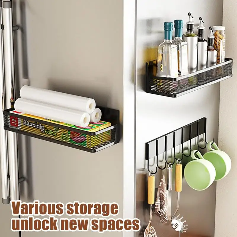 Magnetic Spice Rack Refrigerator Side Shelf Spice Storage Household Fridge Magnetic Shelf Space Saving Kitchen Organizer Rack