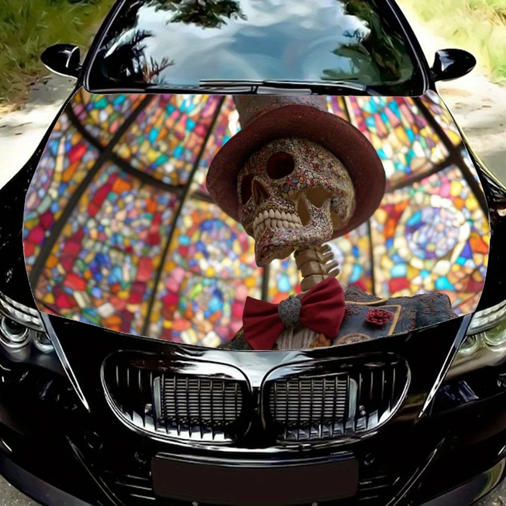 

Colorful skeleton print,car hood stickers,PVC waterproof Self adhesive car hood sticker,car hood decoration protection stickers,