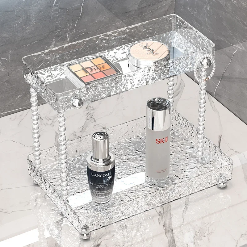 Acrylic cosmetics storage box desktop skin care products facial mask light luxury water ripple dresser washstand shelf