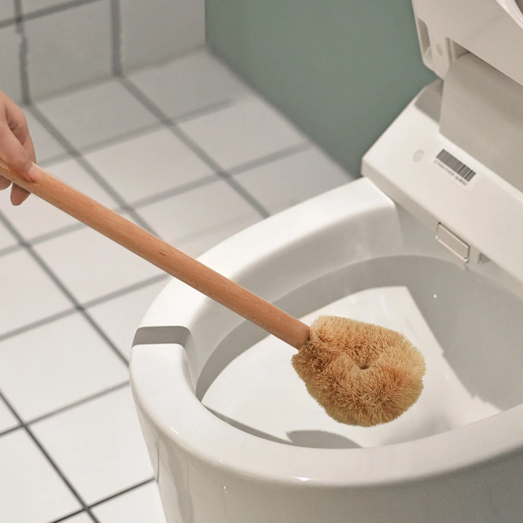 A67M-Updated Modern Version Toilet Bowl Brush, Natural Coconut Fiber Brush Head And Beechwood Handle For Bathroom Toilet - Sturd