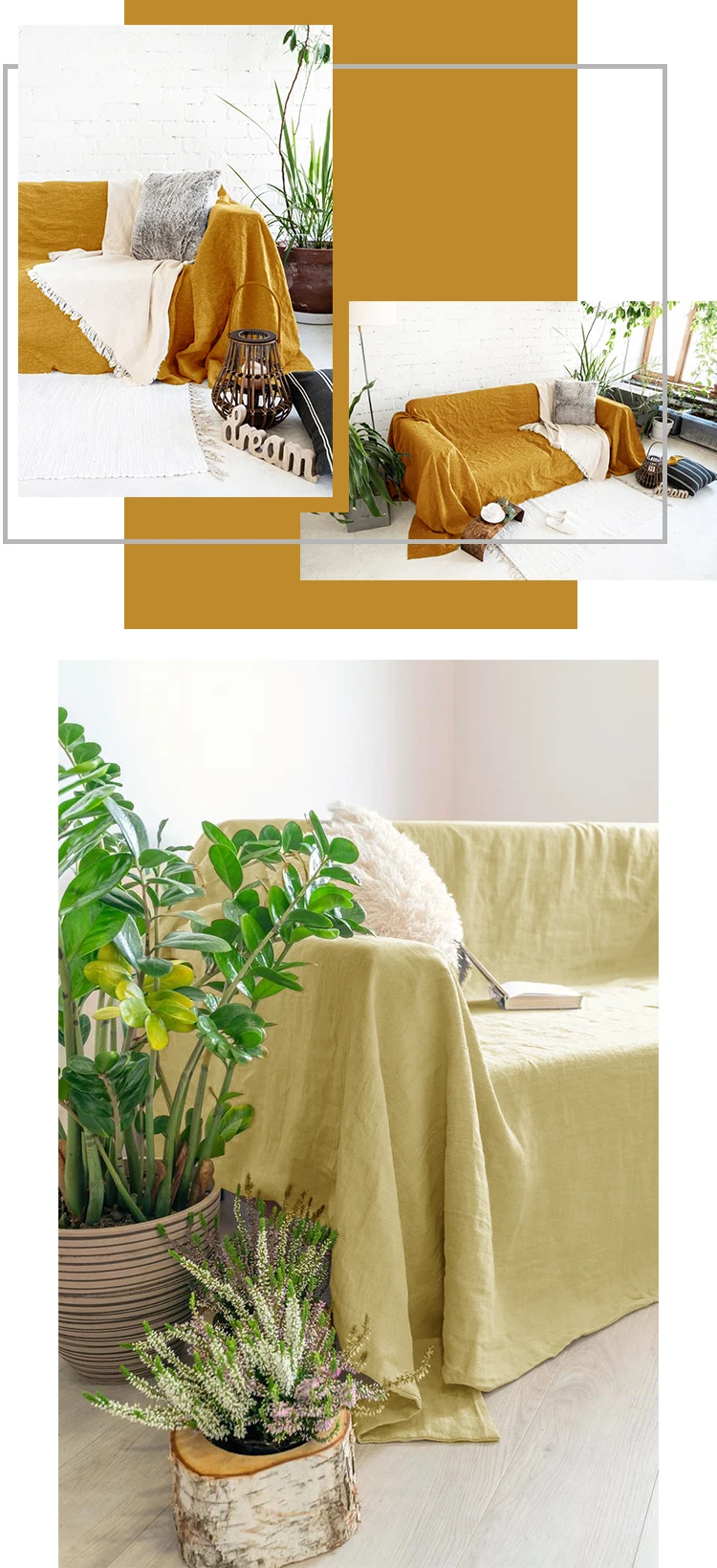 Premium Quality Sofa Slipcover, 100% Linen Sofa Cover ,Soft Couch Chair Cover for Living Room Bedroom LOVESEAT Home Textile