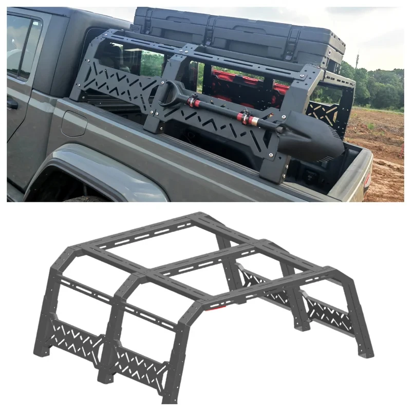 

Full Aluminum Universal Pickup Roll Bar Truck Bed Rack for Pick-up Trucks Can Load More Than 200kgs