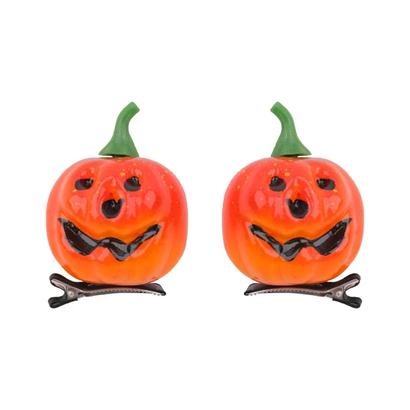 

1Pair Halloween Pumpkin Hair Clips Smiling Pumpkin Hairpins Alligators Barrette 15UB