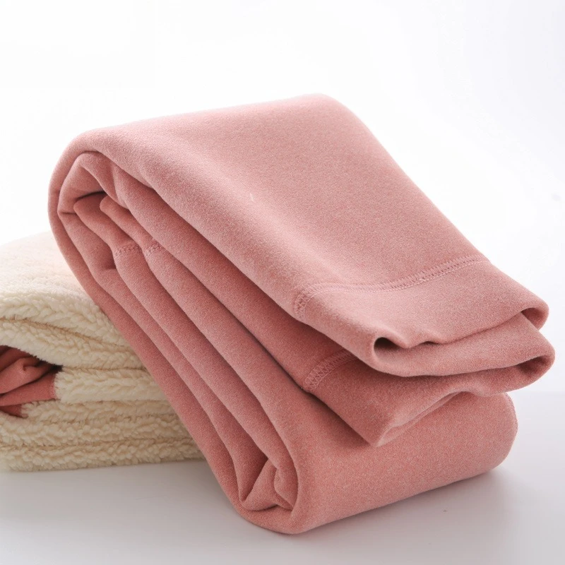 Kids Fleece Pants Lamb Wool Boys Girls Thermal Winter Tights Thickened Warm Base Layer Bottoms for Cold Weather Pajama Pants