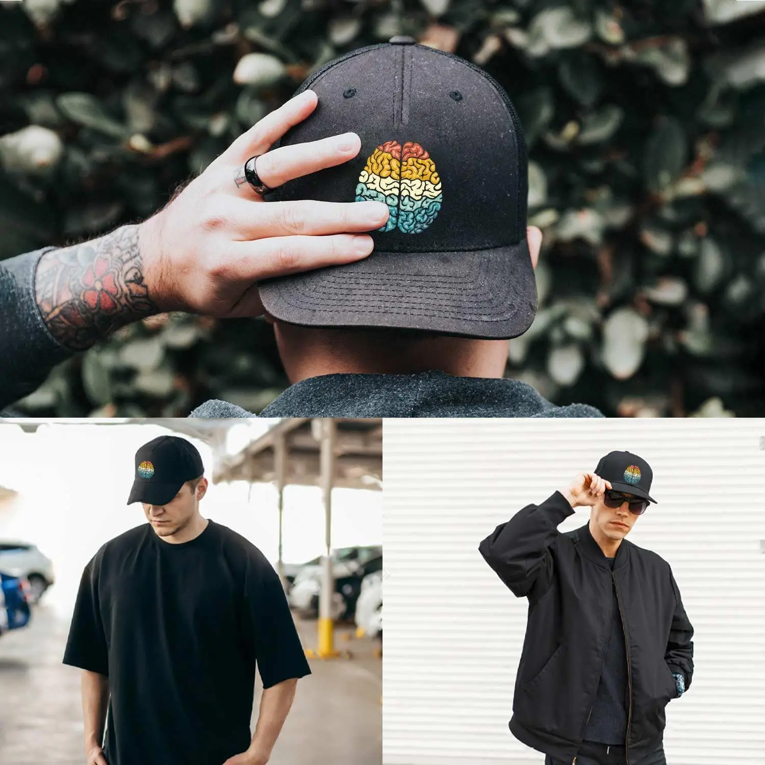 Colorful Brain Funny Baseball Cap Adjustable Dad Hat Unstructured Cotton Trucker Cap One Size Men Golf Hat image 6