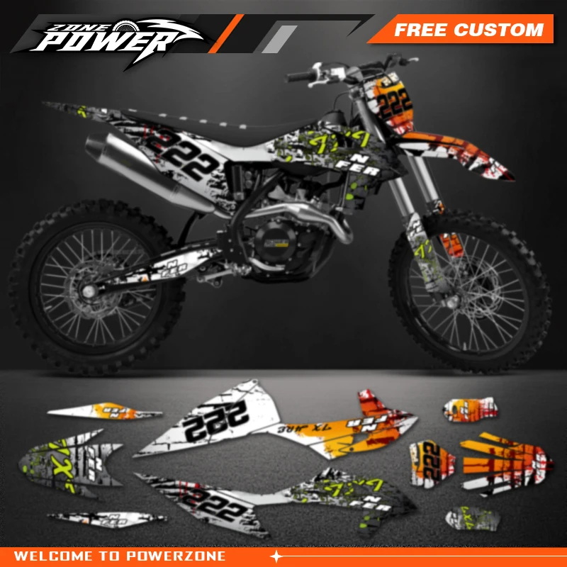 Powerzone Custom Team Graphics Decals Sticker Kit for KTM EXC EXC-F 2020 2021 2022 2023 SX SXF 2019 2020 2021 2022 17