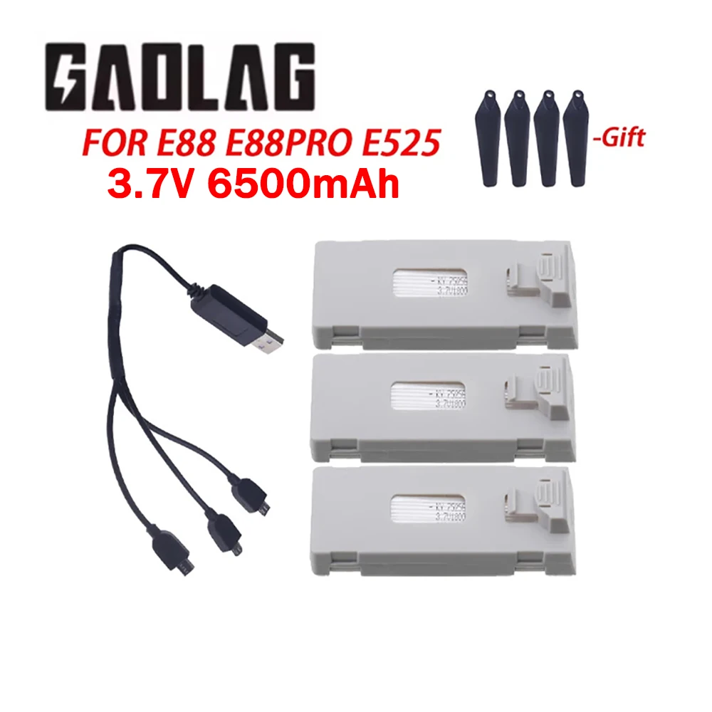 3.7V 6500mAh Replacement Battery Fit For E88 E88PRO E99 P1 K3 P10 A13 S98 E525 Remote Control Drone Batteries Accessories