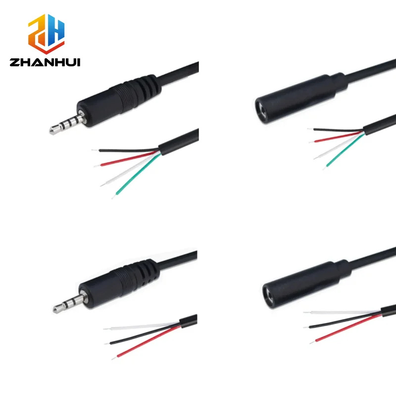 2.5MM 2 3 Pin 4 Core Male Female Audio Extension Cable Aux Connector Head Line Mono Stereo 3 4 Wires DIY Audio