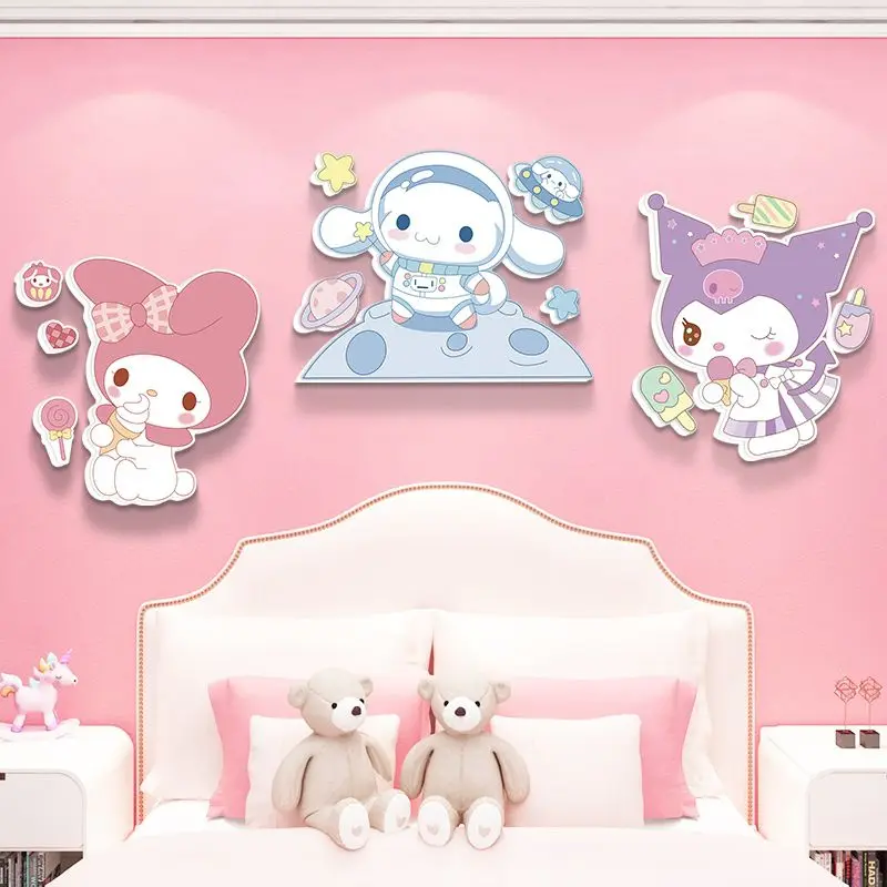 Anime Sanrio Kuromi 3D Wall Decoration Kt Board Cartoon Cinnamoroll Chevron Board Children\'s Room Door Accessories Birthday Gift