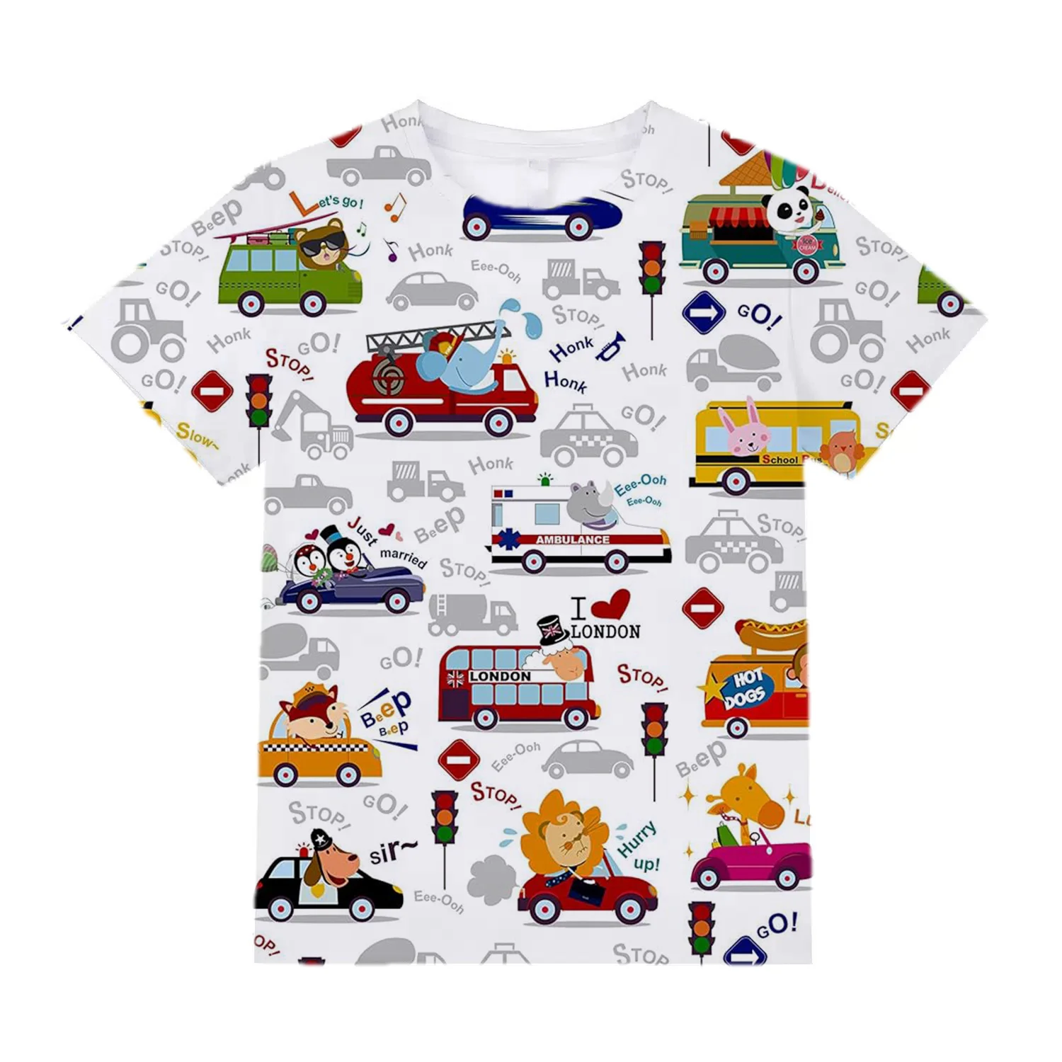 Kids Clothes for Girls from 2 To 7 Years Cute Things Cartoon Car Fashion T-Shirt Boys 9 To 14 Years White Tshirt Summer Tees