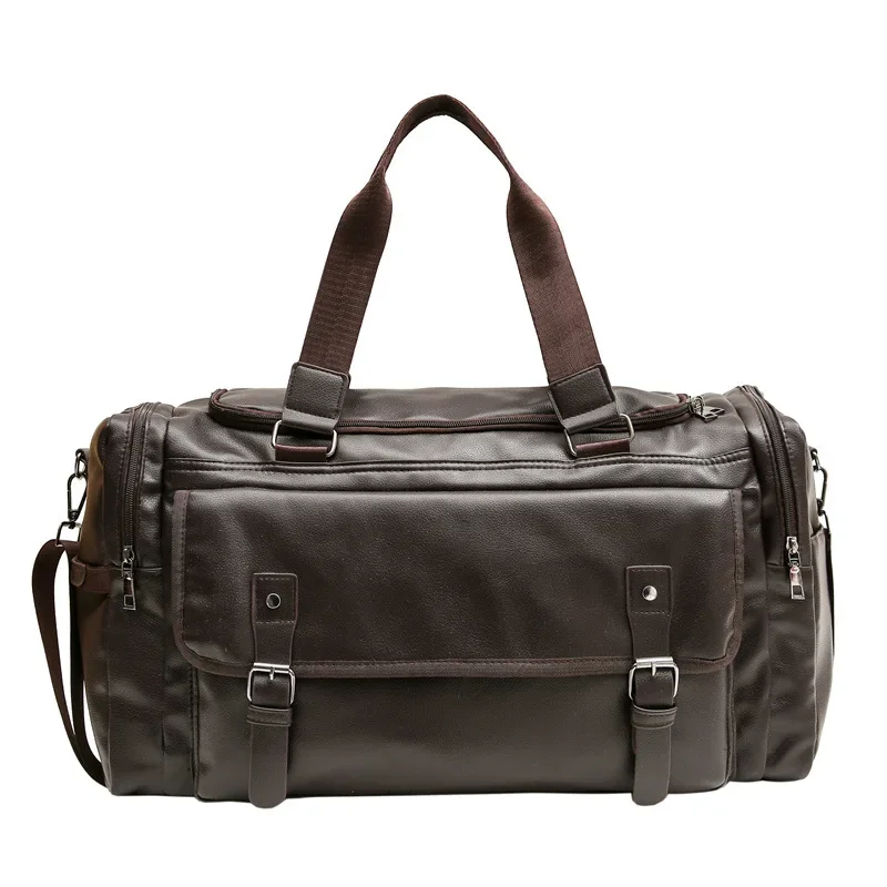 PU Travel Handbag WaterProof Weekender Duffel Pack Business Luggage Shoulder Crossbody Bag with Shoes Storage and Dry Wet Pocket
