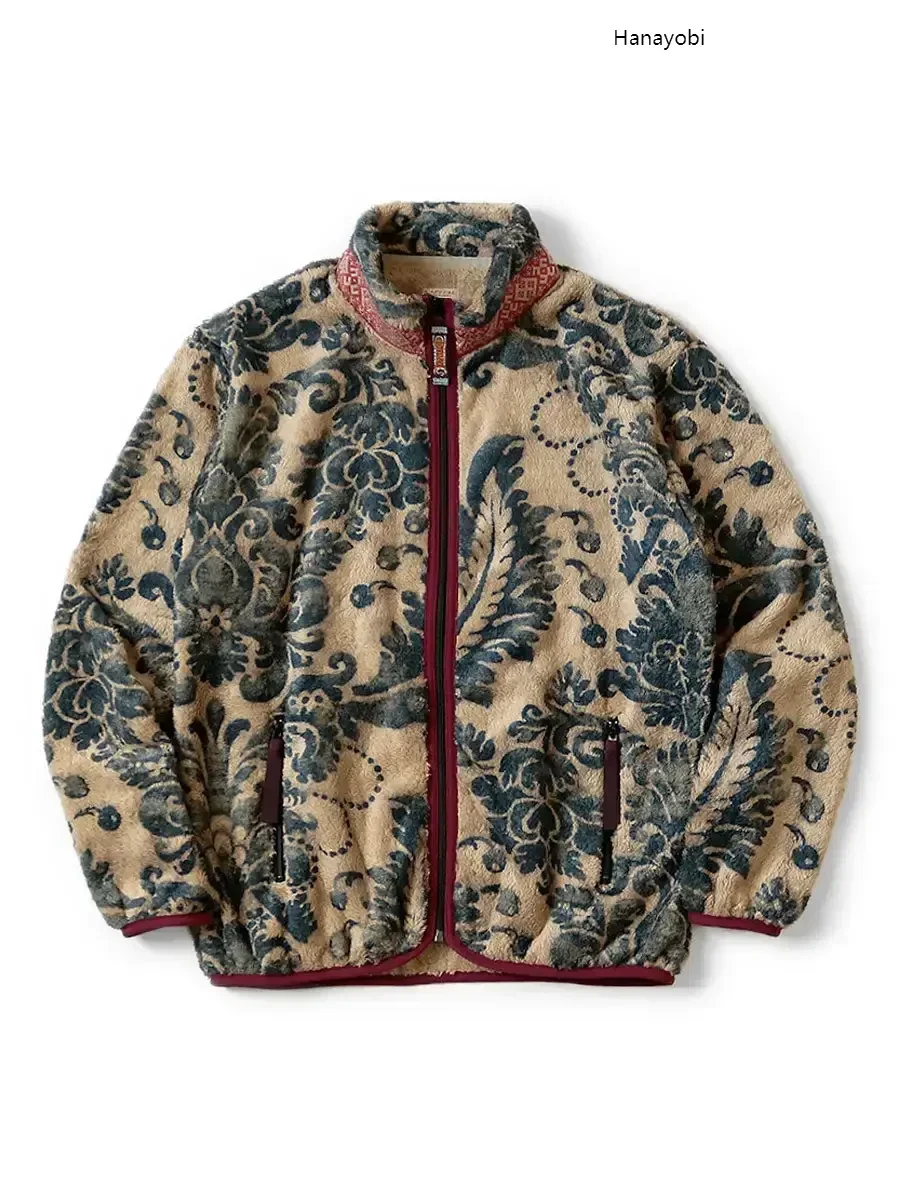 Kapital Damask Pattern Fleece Zip Jacket Blouson 25ss New Men Printed Coat