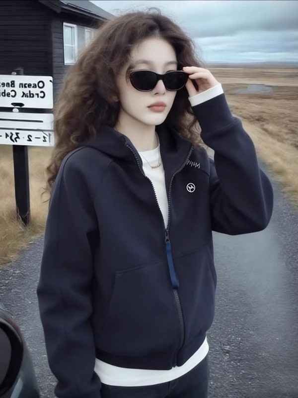 

Женская повседневная толстовка-кардиган больших размеров на молнии, весенняя, модная, стройнящая, с открытым передом, удобная, длинная, для полных женщин