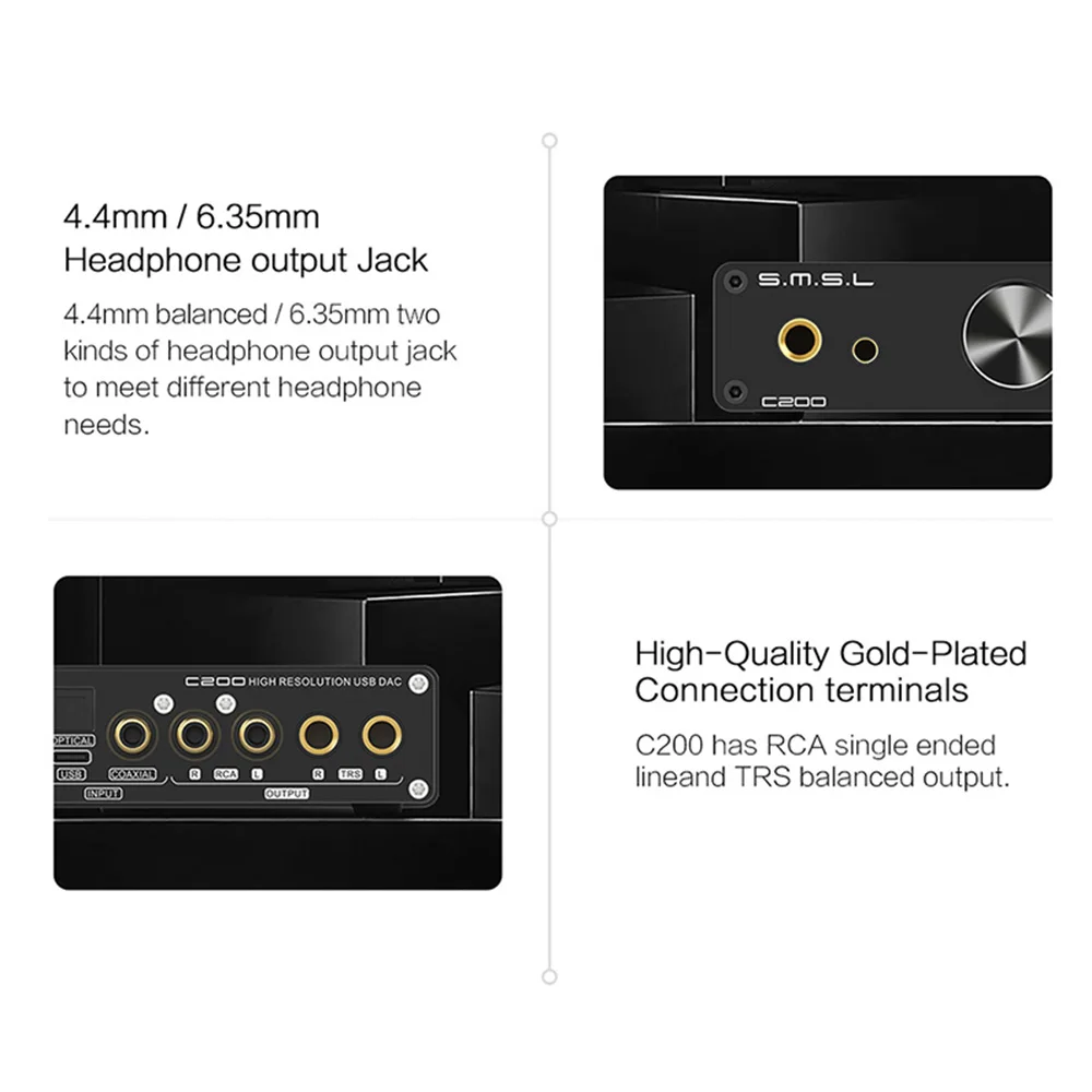SMSL-USB C HiFi سماعة وسماعة الصوت أمبير ، مكبر للصوت ، متوازن ، فك ، بلوتوث 5.1 ، 4.4 مللي متر ، 6.35 مللي متر الإخراج ، PS4 ، PS5