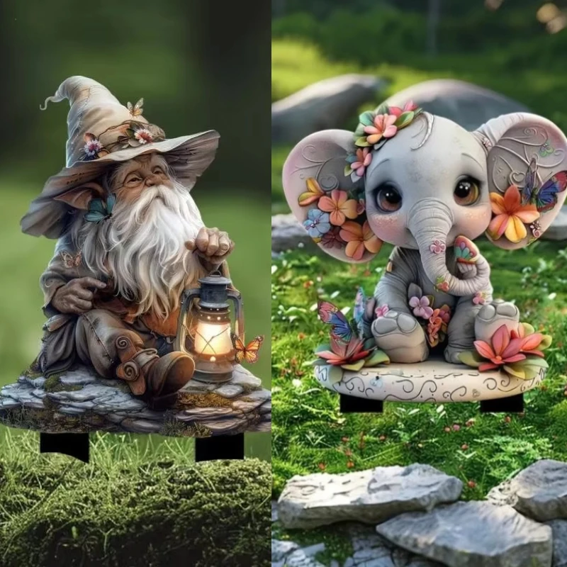 

【I】1PC Cute Strawberry Hedgehog Garden Decoration 2D Flat Acrylic Ground Insert With Classic Spring Elements