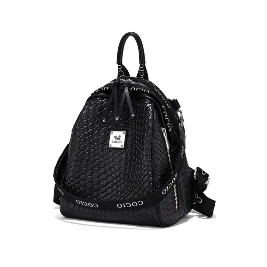 

New woven embossed shoulder bag female this year's popular models ladies backpack travel bag