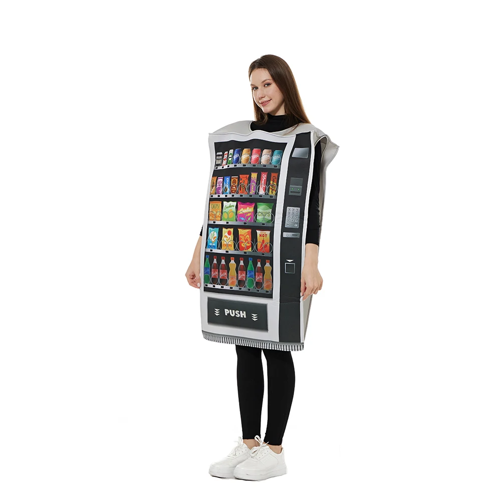 Eraspooky Adult Funny Vending Machine Costume Halloween Unisex Sponge Jumpsuit Carnival Party Purim Dress Up