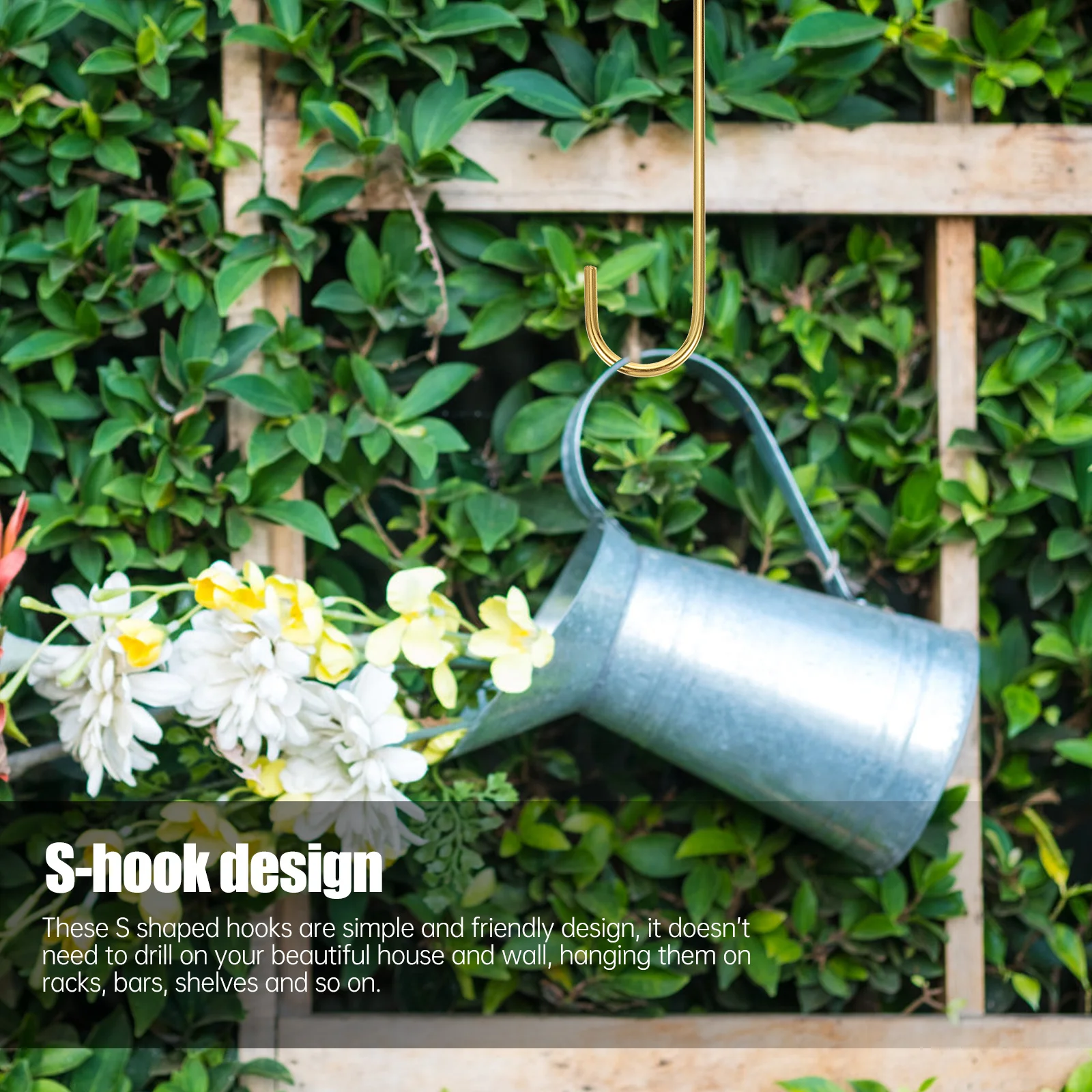 

10Pcs Heavy Duty S Shaped Hooks Long Flowerpot Hanger for Home Garden Decoration No Drill Minimalist Design S Shaped Hooks