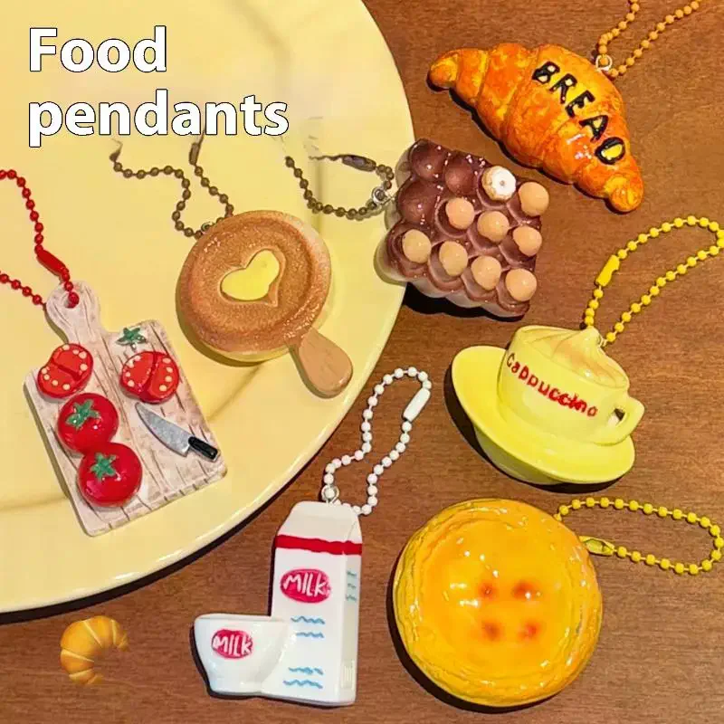 

Cute Cartoon Simulated Food Pendant Keychain Kawaii Creative Funny Chocolate Egg Bread Backpack Pendant Accessories Gifts