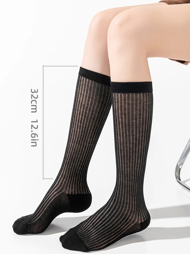 Quality Summer Silk Cotton Stocking 3 Pairs Sets Women Openwork Long Socks Thin Yarn Soft Fresh Breathy Seamless Cute 3Pairs/bag