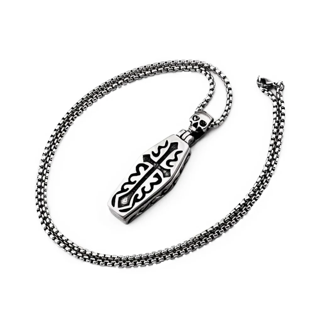 

Alloy Necklace Punk Coffin Necklaces European and American Locket Pendant Man Charm