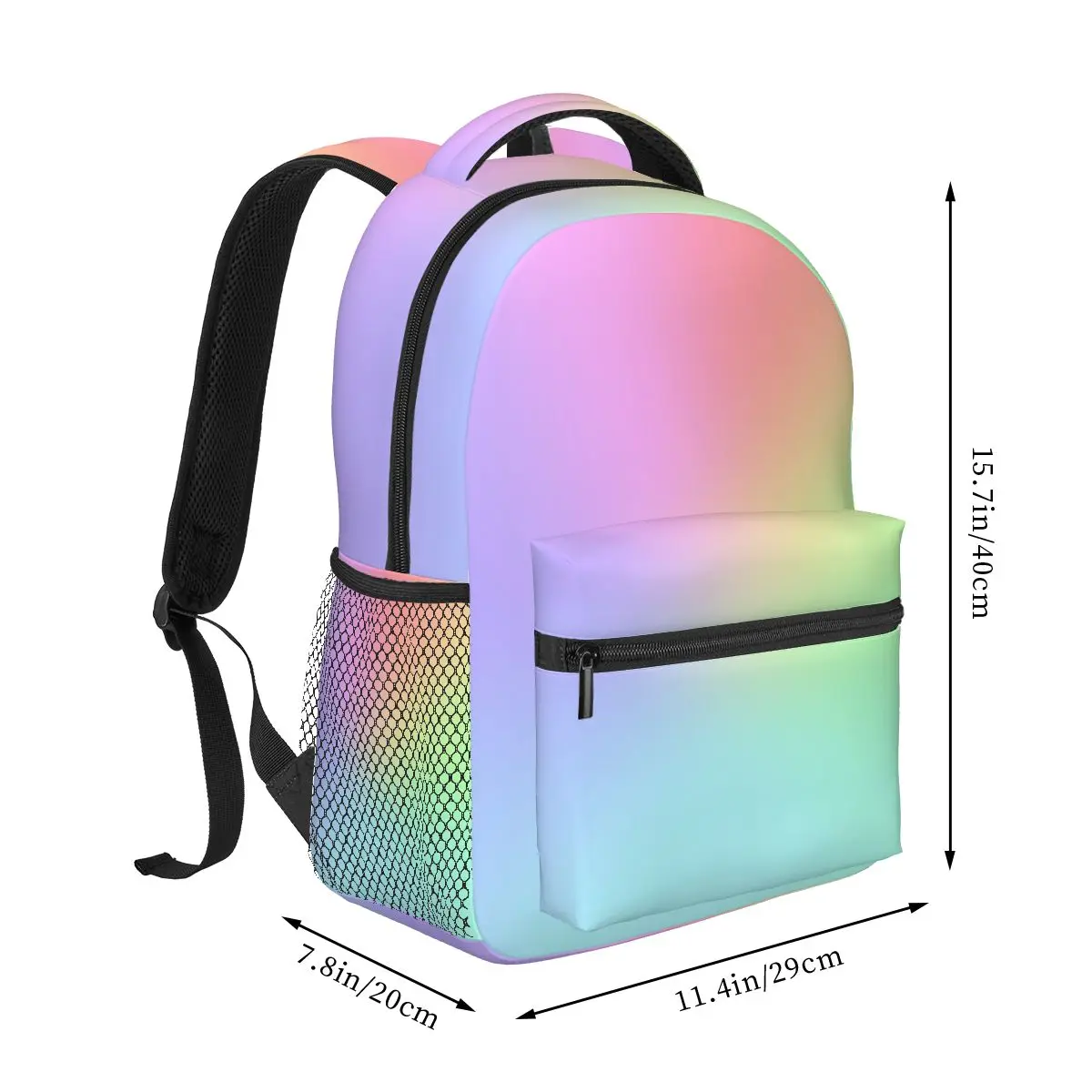 Pastel Glow Rainbow Gradient Student Backpack School Bag Hiking Travel Daypack for Men Women Fashion Bookbag Shoulder Bags