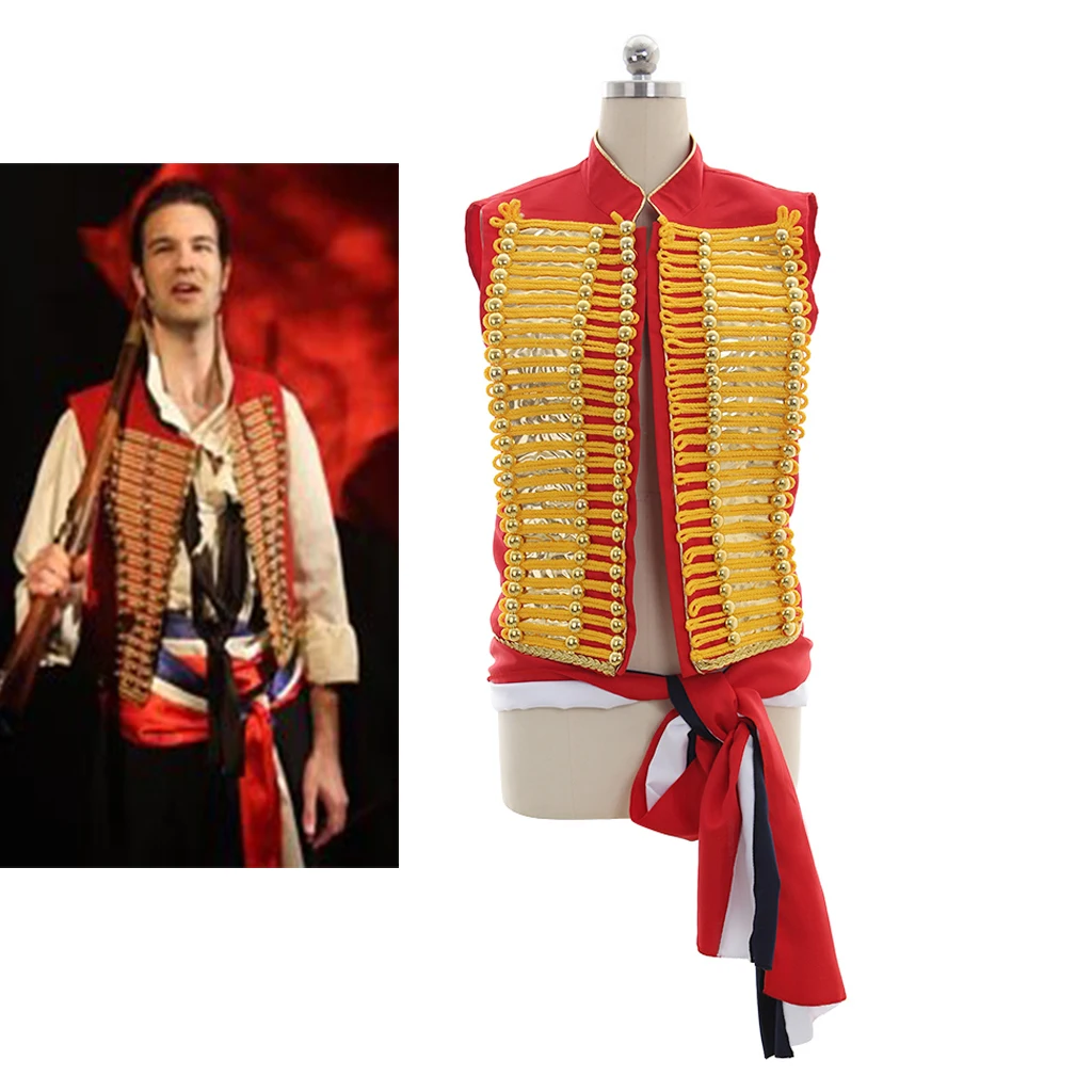 

Les Misérables Enjolras Cosplay Red Vest for Men Steampunk Sash Jacket Halloween Carnival Musical Stage Performance Uniform