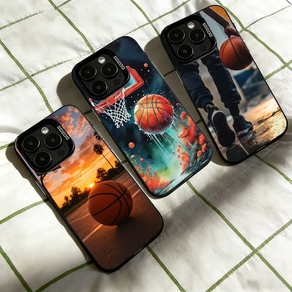 

Basketball Basket Sports Phone Case For iPhone 17,16,15,14,13,12,11 Plus,Pro Max,XS,Colorful Silver Phone case Funda Cover