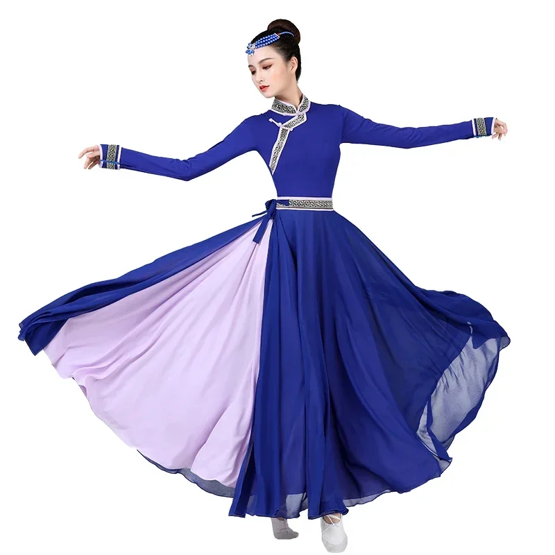 Mongolian performance clothes, ethnic minority clothes, modern style dance art test dress set single piece