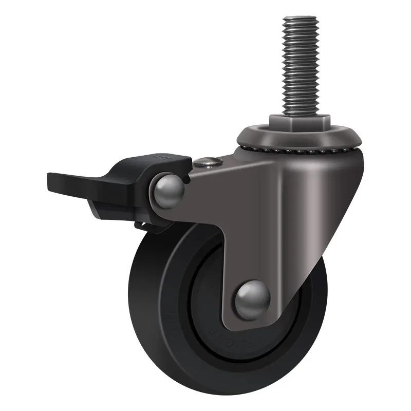 TPE casters with swivel wheels, brake, silent, heavy-duty, directional 2-inch sliding wheels for storage racks