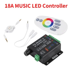 NEW RGB Music LED Controller RF Remote Audio Control 18A 3 Channel TQ Music 2 for SMD 3528 5050 5630 Led Strip Light DC12V-24V